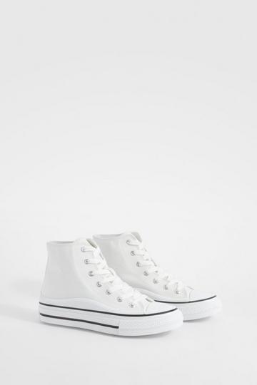 White Platform Chunky High Top Lace Up Sneakers