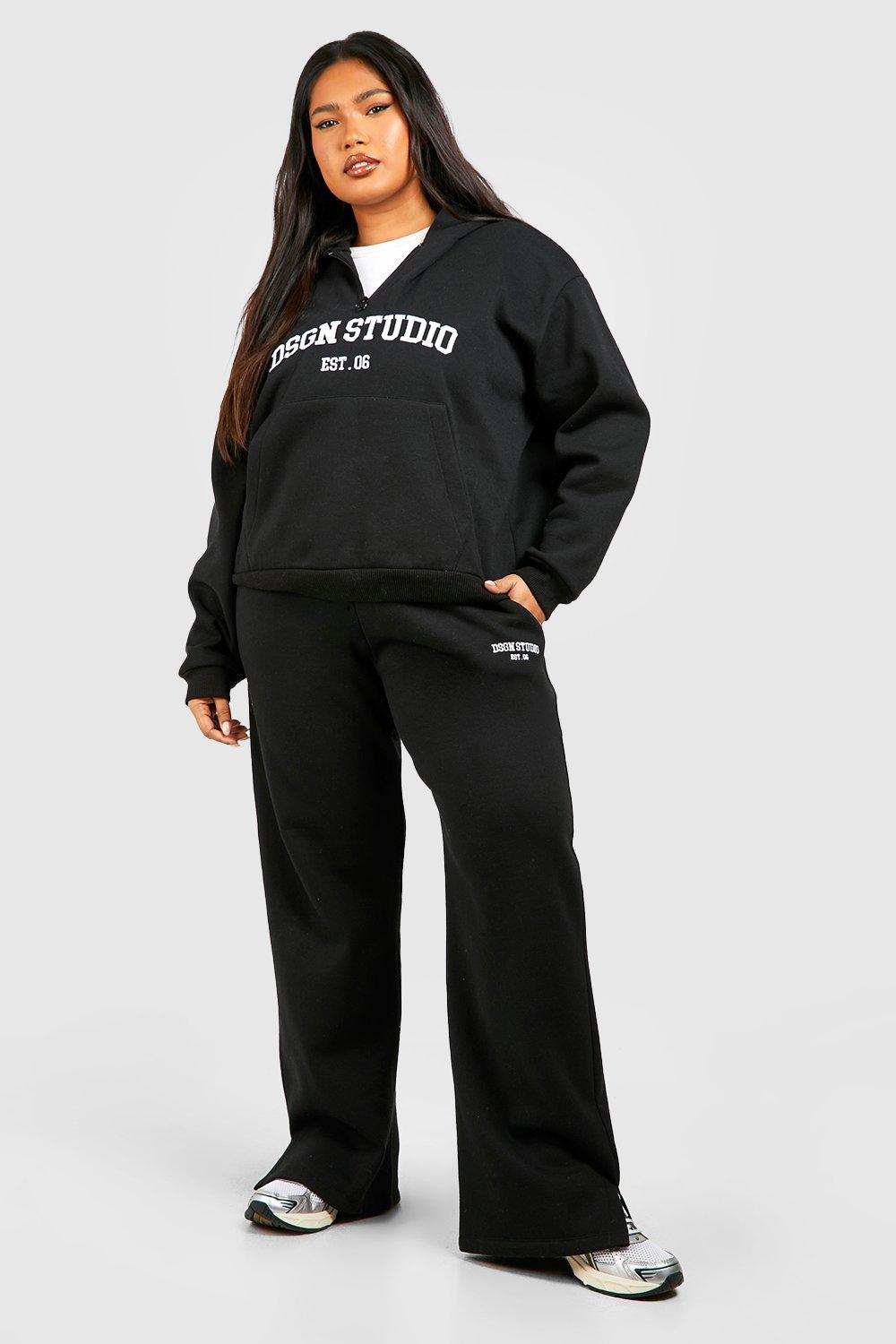 Women s Black Plus Ye Saint West Jogger Set Boohoo UK