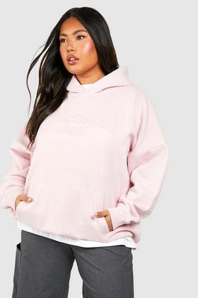 NEW ex M&S Bright Pink Cotton Soft Super Cosy Hoodie Jumper Ribbed Trims  12-20