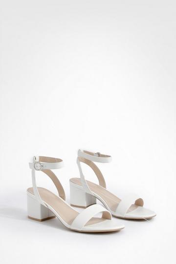 Wide Fit Low Block Barely There Heels white