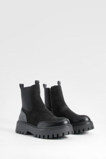 Chunky Panel Detail Boots black