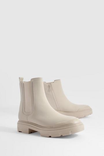 Chunky Tab Detail Boots beige