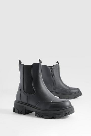 Chunky Panel Detail Rubber Boots black