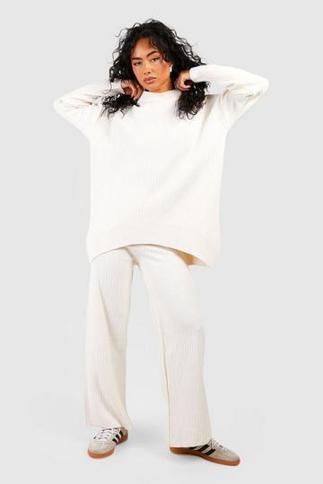 White Fine Gauge Rib Knitted Co-ord