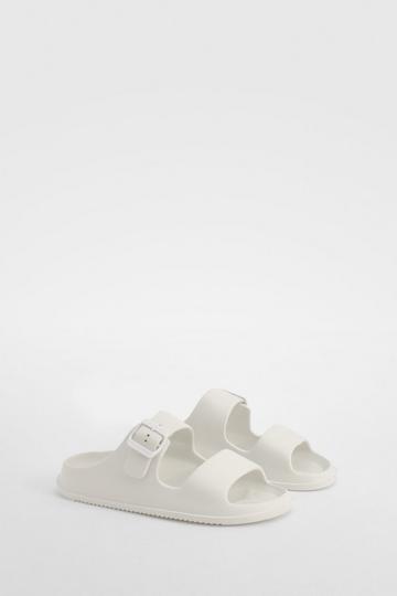 Double Strap Chunky Sliders white
