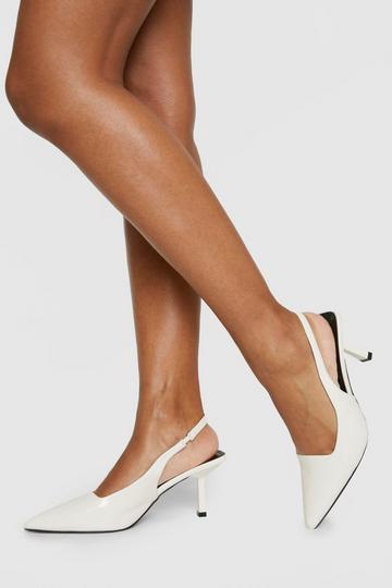 White Low Stiletto Slingback Court Shoe