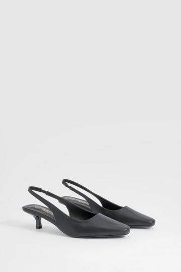Wide Fit Low Stiletto Slingback Court Shoe black