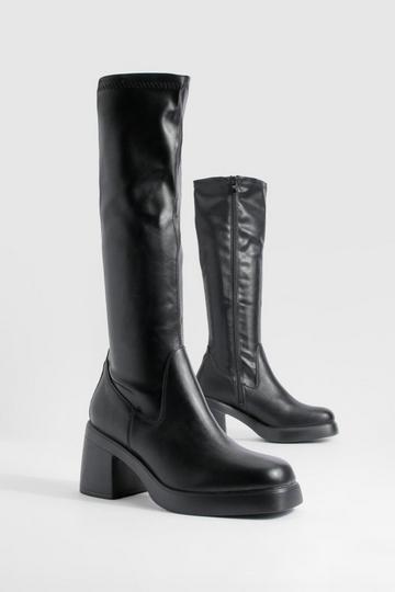 Knee High Platform Boots black