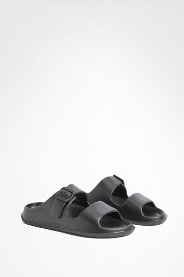 Double Strap Chunky Sliders black