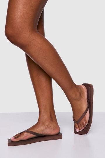Chocolate Brown Square Toe Flip Flops