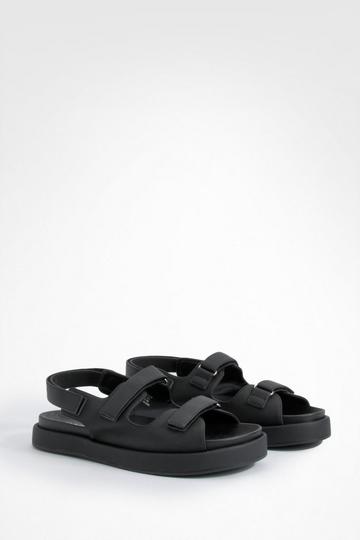 Black Rubberised Pu Dad Sandals