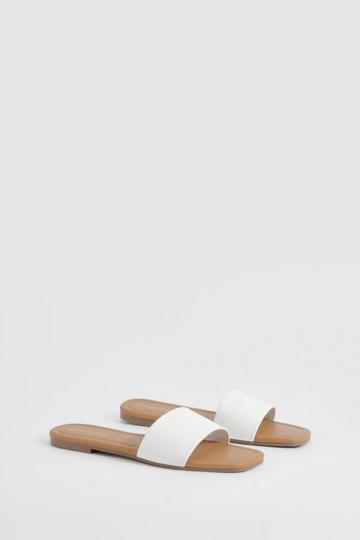 White Minimal Mule Sandals