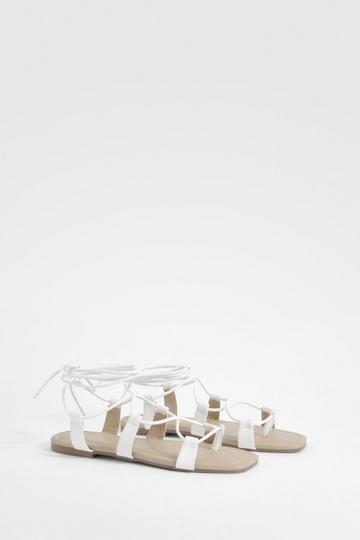 White Wide Fit Caged Gladiator second Sandals