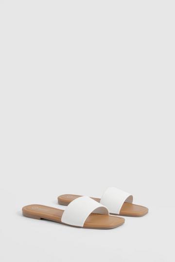 Wide Fit Minimal Mule Sandals white
