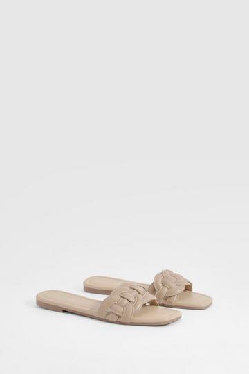 Contrast Stitch Loop Detail Mule Sandals nude