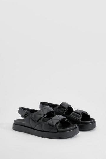 Wide Fit Quilted Dad Sandals black