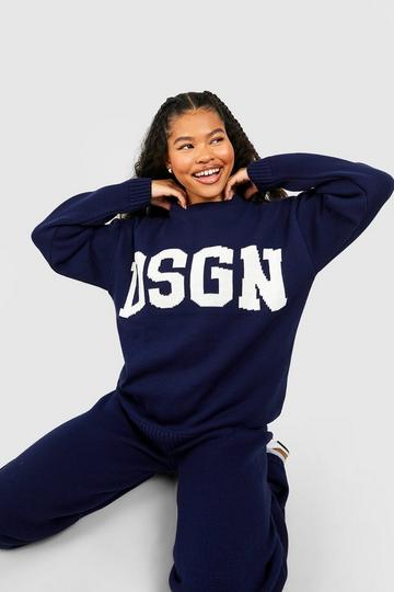 Petite Dsgn Knitted Crew Neck Sweater navy