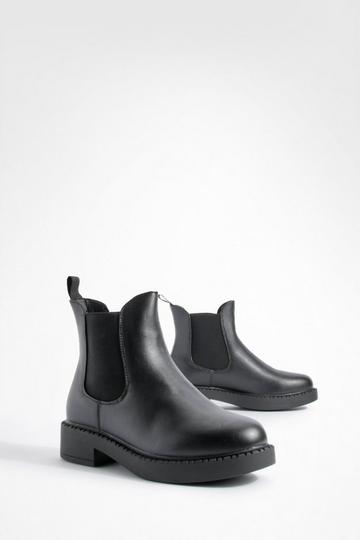 Wide Fit Tab Detail Chelsea Boots black