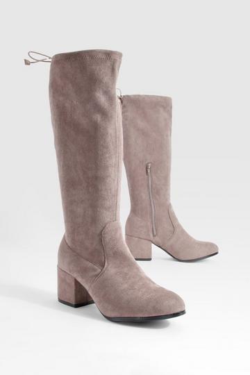 Wide Fit Block Sandals Tie Knee High Boots P723249 taupe