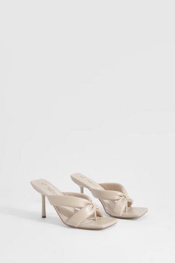 Wide Fit Padded Multi Strap Heeled Mules nude