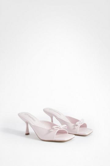 Pink Bow Detail Heeled Mules