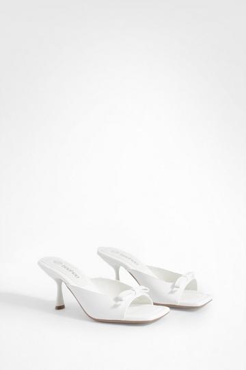 Bow Detail Heeled Mules white