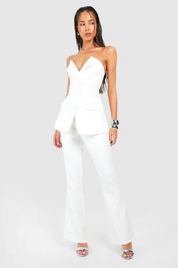 Ivory White Fit & Flare Dress Pants