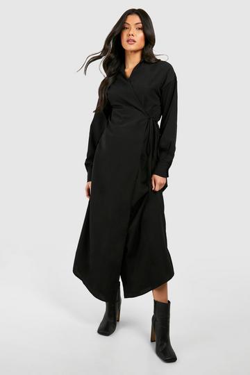 Maternity Wrapover Textured Midi Dress black