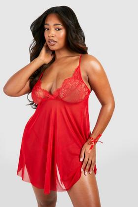 Women's Pleated Bow Babydoll & String Set