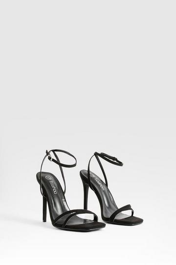 Double Strap Barely There Stiletto Heels black