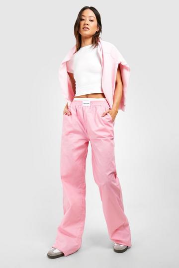 Pink Tall Contrast Waistband Detail Pants