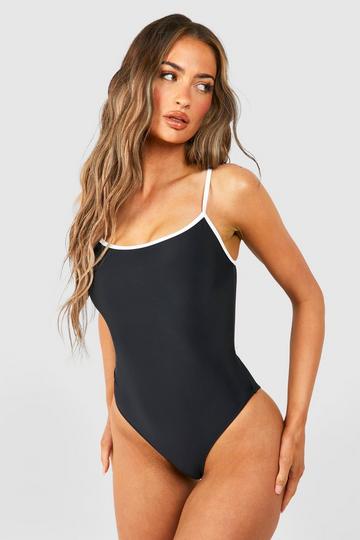Mono Contrast Binding Scoop Swimsuit black