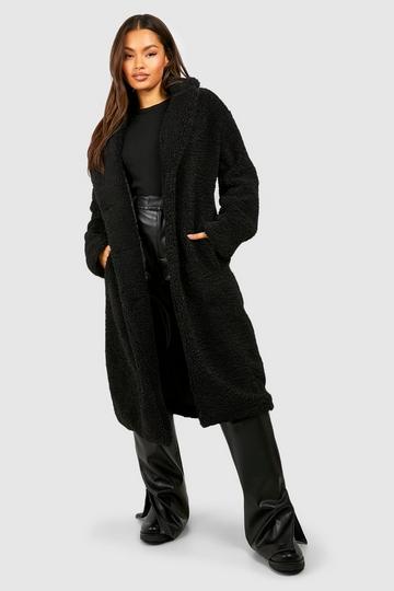 Longline Teddy Coat black