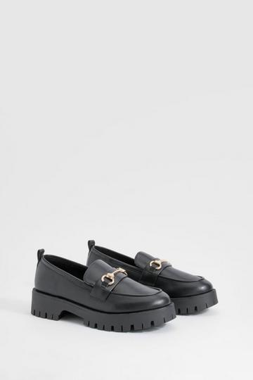 Wide Fit Chunky T Bar Loafers black