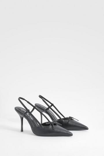 Bow Detail Slingback Pointed Court Shoes black