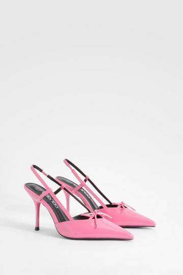 Bow Detail Slingback Pointed Court shoes Hoge pink
