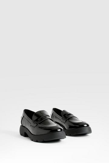 Patent Chunky Loafers black
