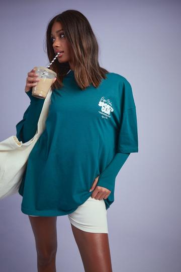 Teal Green Dsgn Studio Sports Bubble Slogan Oversized T-shirt