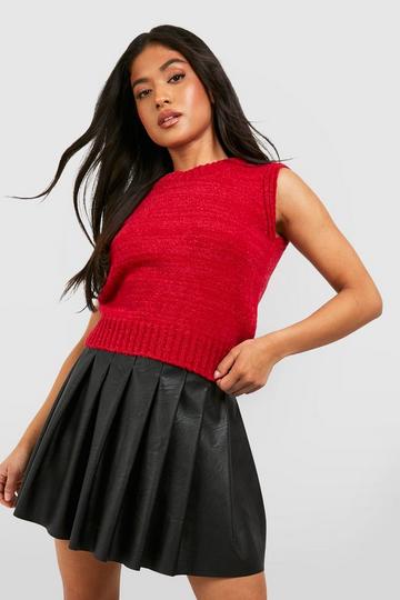 Petite Boucle Knit Vest red