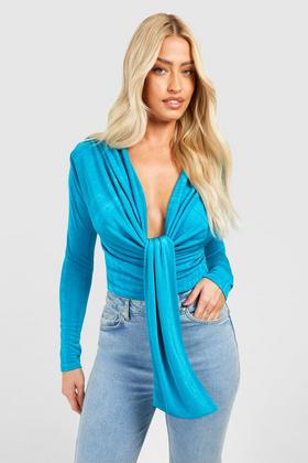 Acetate Slinky Ruched Strapless Bodysuit