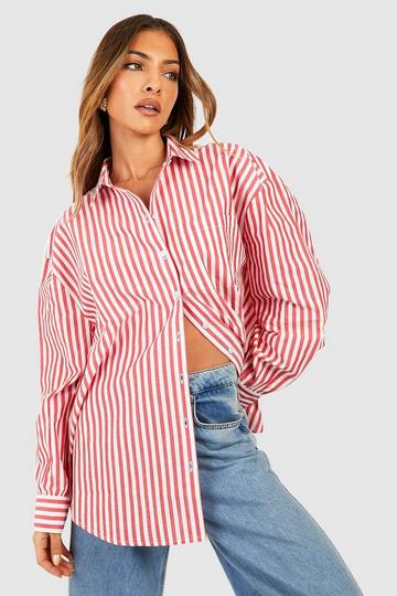 Oversized Candy Stripe Shirt red