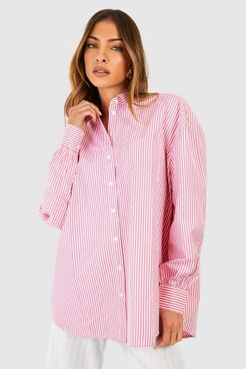 Pink striped shirts for women