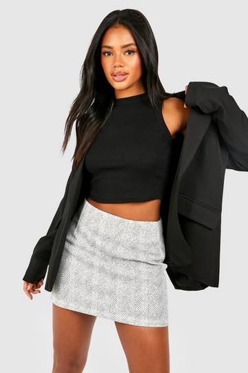 Wool Look Check Mini Skirt blackwhite