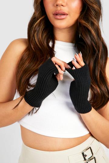 Black Ribbed Knit Arm Warmers
