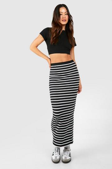Tall Premium Supersoft Stripe Midaxi Skirt black