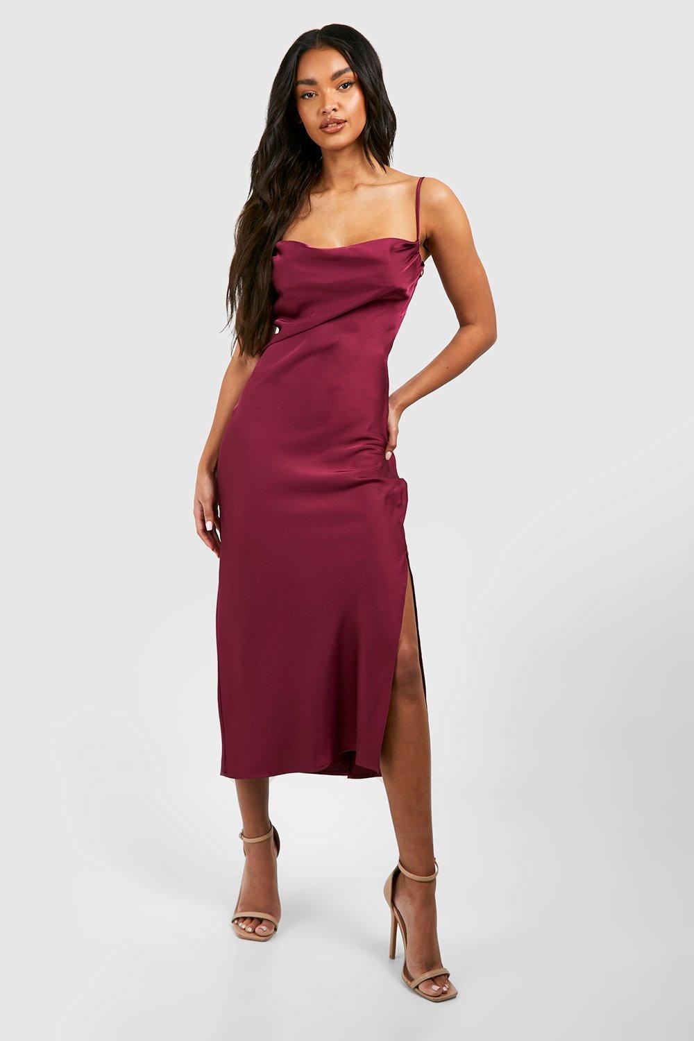 Burgundy shop dress boohoo