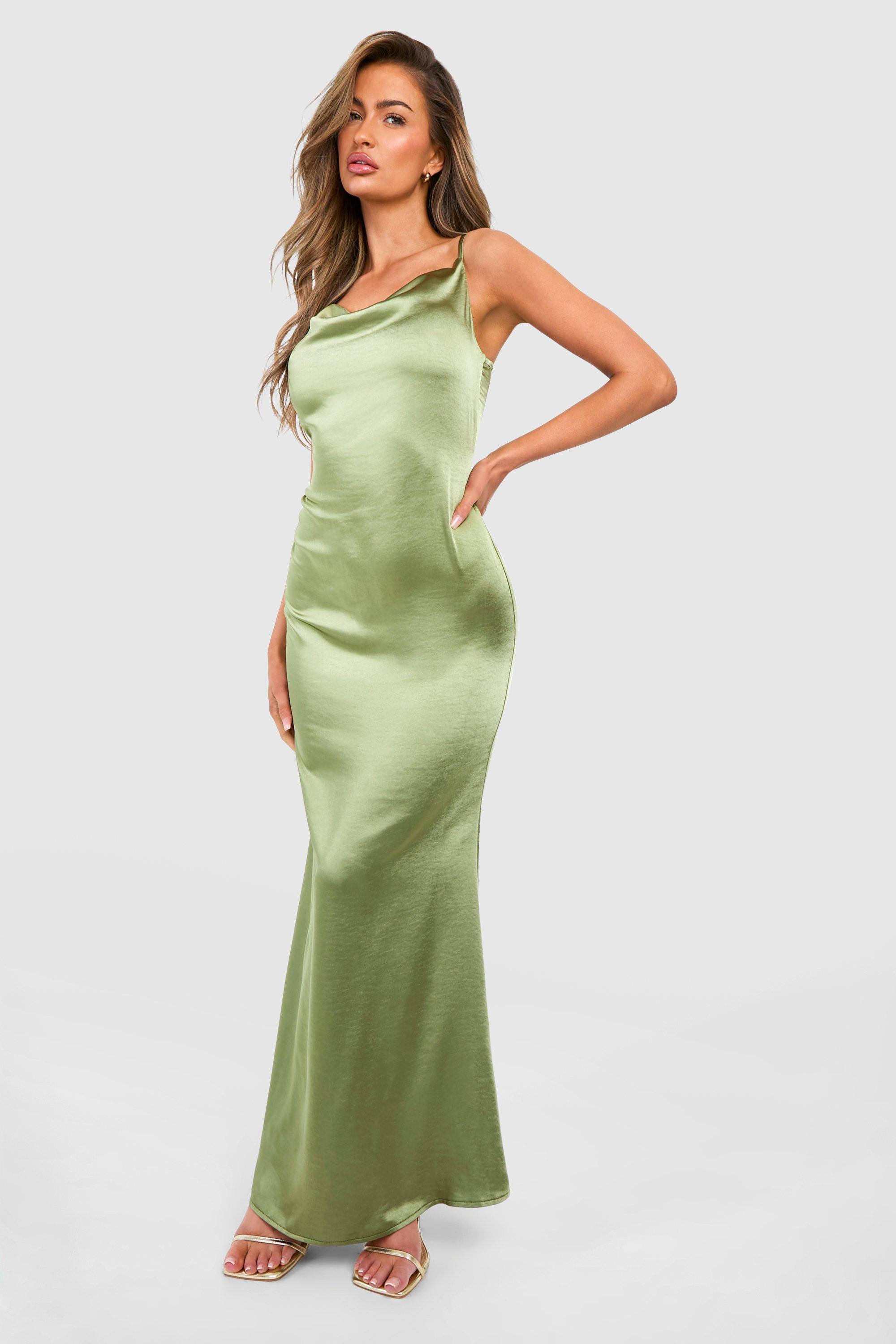 Khaki green outlet satin dress