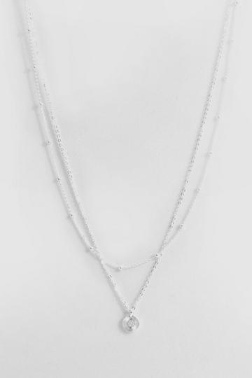 Silver Delicate Double Layered Pendant Necklace