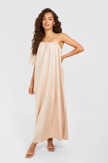 Woven One Shoulder Maxi Dress stone