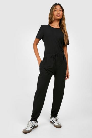 Super Soft Drawstring Slouchy Jumpsuit black